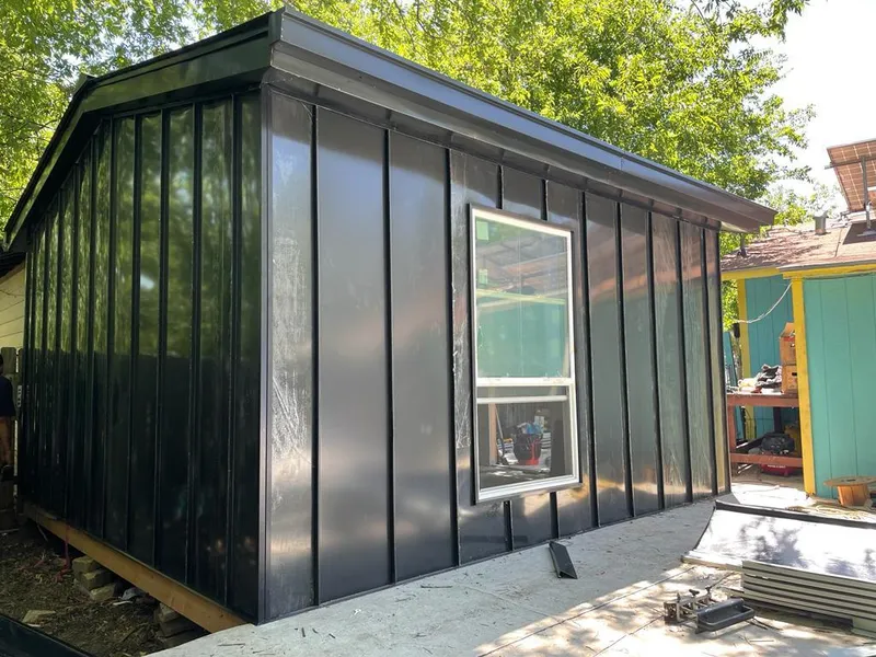 Black standing seam metal wall panels for Metal Roof Installation in Lodi